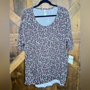 NWT LuLaRoe | Western Horseshoes Brown Irma Tunic Graphic Top | Size: 2XL